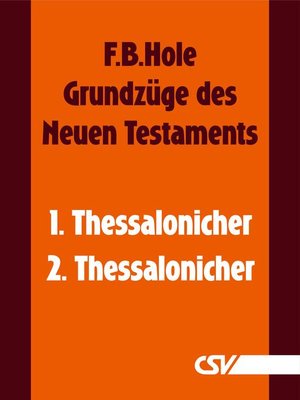 cover image of Grundzüge des Neuen Testaments--1. & 2. Thessalonicher
